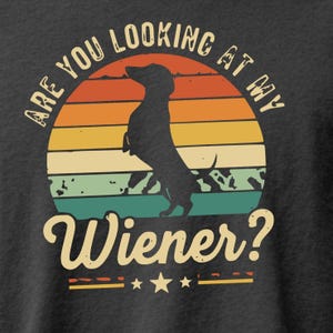 Looking At My Wiener Funny Dachshund Comfort Colors® 1717 Shirt | Vintage Retro Doxie Sunset Tee | Sarcastic Dog Dad Gift | Heavyweight Top