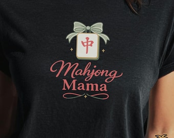 麻雀ママ コンフォートカラーズシャツ、面白い麻雀タイルゲームTシャツ、麻雀好きへのギフト、ゲームナイト衣装、麻雀ソーシャルクラブスウェットシャツ
