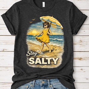 Stay Salty Shirt, Vintage Beach Vacation Tee, Retro Summer Ocean Outfit, Funny Beach Trip Tshirt, Coastal Graphic Top, Beach Lover Gift