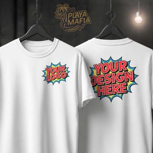 Anpassad personlig t-shirt med foto och text | Anpassad design framtill och baktill