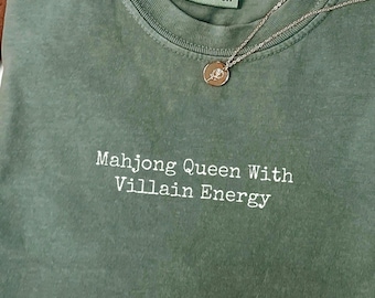 Comfort Colors® Mahjong Queen With Villain Energy T-shirt | Mahjong Player Tee, Mahjongg Tile Game Tee, Gift for matching, Game Night shirts