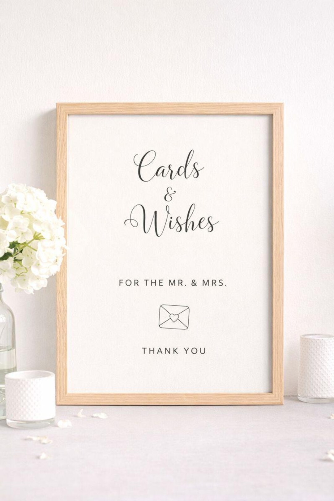 Cards Sign Printable Cards & Wishes Wedding Sign Printable | Minimalist Wedding Sign | A3 A4 ...