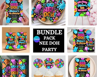 Nee Doh Inspired Birthday Party Bundle, Colorful Sensory Toy Party Decor, Printable Kids Celebration Set