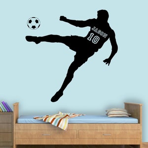 Soccer Wall Decal - Custom Name Decal for Wall - Personalized Gift Soccer Player Wall Sticker - Personalized Boys Room Wall Art - VWAQ-TTC10
