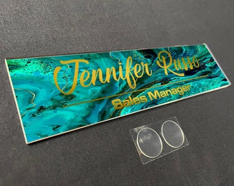 Office Door Name Plate, Aesthetic Decor, Acrylic Sign for Desk or Wall, Marble Pattern (VWAQ-WACS6)