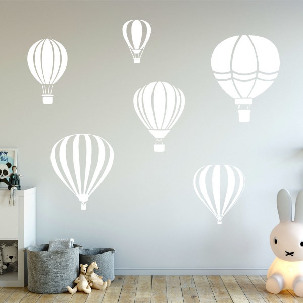 VWAQ Hot Air Balloon Decals for Walls - Pack of 6 Vinyl Stickers - Nursery Decor