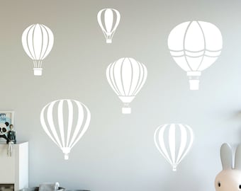 VWAQ Hot Air Balloon Decals for Walls - Pack of 6 Vinyl Stickers - Nursery Decor
