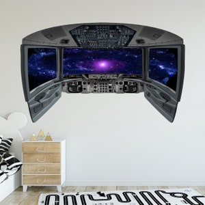 VWAQ Outer Space Universe Wall Decal | Spaceship Window Cockpit Wall Mural - CP30