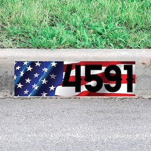Custom USA Curb Address Sticker American Flag House Numbers Decal Patriotic Outdoor Decor - PCCD1 - VWAQ