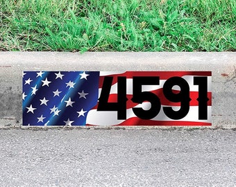 American Flag Curb Number - Digital Curb Number