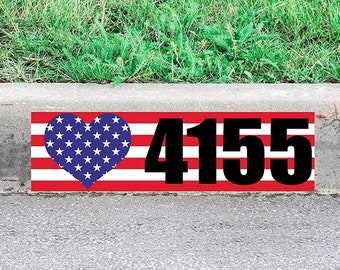 Customized Heart American Flag Curb Sticker House Number Decal Personalized Address Sign Curbside - PCCD3 - VWAQ