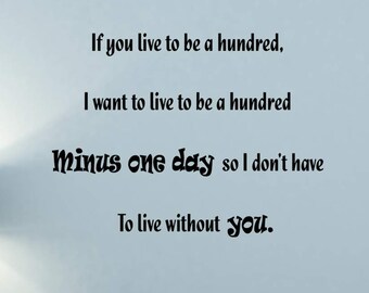 VWAQ If You Live to Be A Hundred Winnie The Pooh Vinyl Wall Quotes Decal