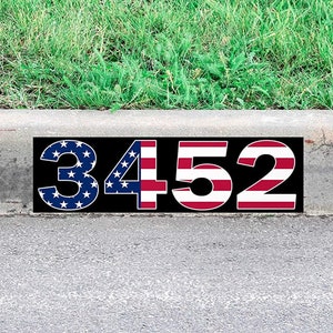 Custom USA Flag Curb Decal Curbside Address Numbers Sticker Patriotic ...