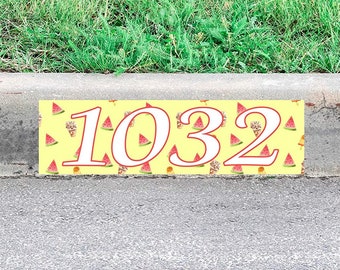 Summer Curb Decal Personalized Address Number Sticker Custom Curbside Street Address Seasonal Decor - PCCD25 - VWAQ