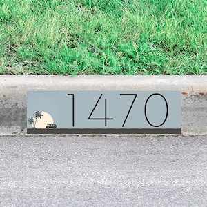 Curb Decal Custom Home Numbers Sign Personalized Address Sticker Sunset Decor - VWAQ - PCCD10