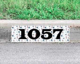 Custom Curb Number Stencil Sticker Street Address Nautical Curbside Decal Peel and Stick - VWAQ - PCCD17