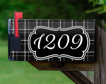 Personalized Plaid Mailbox Magnetic Cover Custom Address - VWAQ PMBM18
