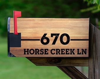 Magnetic Mailbox Wrap -Personalized Magnetic Mailbox Cover -Wood Mailbox Cover -Custom Magnetic Mailbox Cover Address Numbers- VWAQ PMBM16