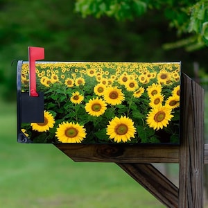 Sunflower Mailbox Covers Magnetic House Art Mailbox Decor Magnetic Mailbox Wrap - VWAQ MBM48