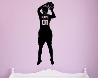 Custom Basketball Girl Wall Decal - Personalized Name Girls Room Sports Decor VWAQ- CS22