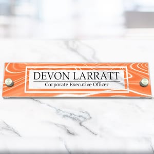 Aesthetic Decor Office Door Name Plate Acrylic Sign for Desk or Wall, Marble Design (VWAQ-WACS46)