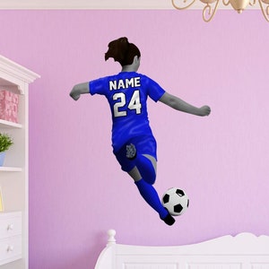 Personalized Girl Soccer Player Wall Decal - Custom Name Sports Sticker Decor - VWAQ HOL32