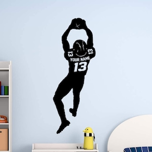 Football Wall Decal Custom Football Player Wall Decal - Personalized Name Wall Decal Sports Sticker Boys Room Vinyl Decor - VWAQ - CS48