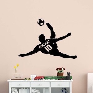 Soccer Wall Decal Personalized Soccer Player Name Wall Decal Custom Name Boys Room Sports Decor - VWAQ CS17
