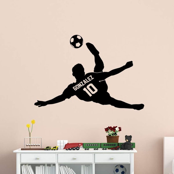Soccer Wall Decal Personalized Soccer Player Name Wall Decal Custom Name Boys Room Sports Decor - VWAQ CS17
