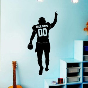 Vinilo decorativo de fútbol - Vinilo personalizado con nombre de jugador de fútbol para habitación de niño - VWAQ-CS52