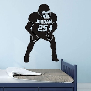 Calcomanía de pared de fútbol - Calcomanía de pared con nombre de jugador de fútbol personalizado - Calcomanía de pared personalizada con nombre deportivo para niños - VWAQ - CS36