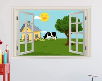 Kids Farm Wall Decal Window Sticker Nursery Murals Peel and Stick Barn- VWAQ - NWT23