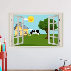 Kids Farm Wall Decal Window Sticker Nursery Murals Peel and Stick Barn- VWAQ - NWT23