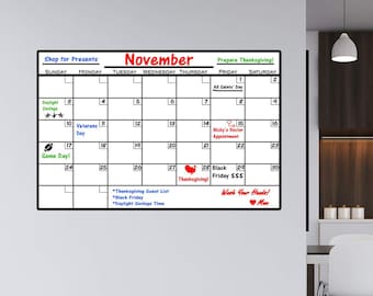 Dry Erase Calendar Wall Decal - Peel and Stick Whiteboard VWAQ - DRV1