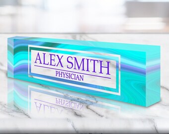 Custom Office Nameplate Sign | Personalized Acrylic Name Plate | Clear Acrylic Glass art | Personalized Gift Office Plaque (VWAQ-ACS34)