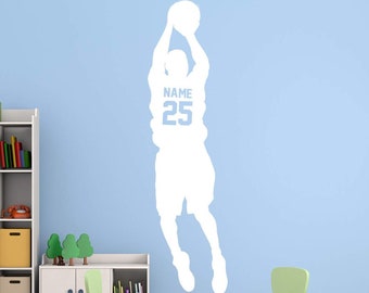 Basketball Name Decals for Boys Room - Personalized Sports Vinyl Sticker Custom Kids Room Decor - VWAQ CS14