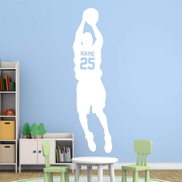 Basketball Name Decals for Boys Room - Personalized Sports Vinyl Sticker Custom Kids Room Decor - VWAQ CS14