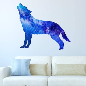 Wolf Howling Night Sky Wall Sticker - Nature Scenery Decal Home Decor - VWAQ - SC15