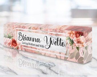 Personalized Name Plate for Desk | Clear Acrylic Glass art | Custom Office Decor Nameplate Sign | Personalized Gift (VWAQ-ACS14)