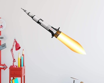 Spaceship Wall Decal for Kids Rooms Space Rocket Ship Peel and Stick Sticker VWAQ NA10