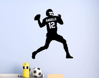 Custom Football Wall Decal - Quarterback Wall Stickers - Personalized Boys Room Name Football Player Sports Wall Decor - VWAQ - CS37