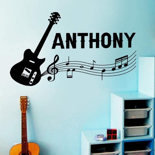 Custom Guitar Wall Sticker Music Room Decal Personalized Etsy