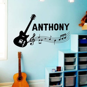 Custom Guitar Wall Sticker - Music Room Decal - Personalized Name Decor - VWAQ CS20