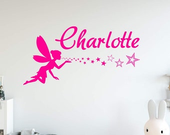 Custom Fairy Name Wall Decal - Personalized Girls Vinyl Wall Decor VWAQ - CS9