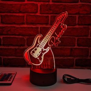 LED Name Custom Night Light up Sign - Acrylic Art Deco Lamp Bass Guitar - Personalized Name Music Gift (VWAQ ACR16)
