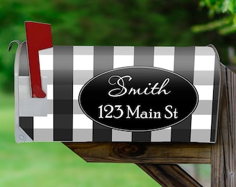 Custom Address Mailbox Covers Magnetic - Personalized Plaid Mailbox Magnet Decor - VWAQ PMBM6