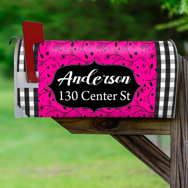 Custom Magnetic Mailbox Cover - Personalized Name and Address Plaid - VWAQ PMBM7