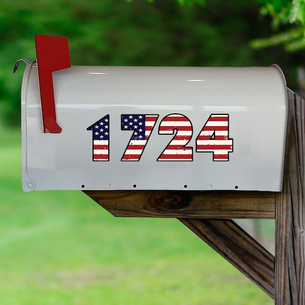 Mailbox Flag- Custom Mailbox Decal- Mailbox Decor- Mailbox Numbers- Personalized Gift- Set of 2 U.S. Flag Mailbox Stickers- VWAQ-TTC2-P