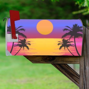 Magnetic Mailbox Cover Beach Tropical Palm Tree Summer Mailbox Cover Magnetic Mailbox Wrap Mailbox Cover Magnetic - VWAQ MBM11