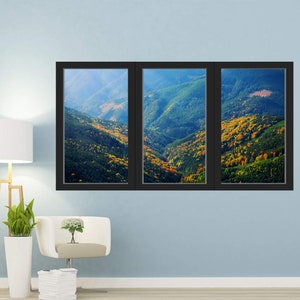 Vacation Wall Decal Peel and Stick Office Nature Mural Sticker 3D Window View - VWAQ OW04